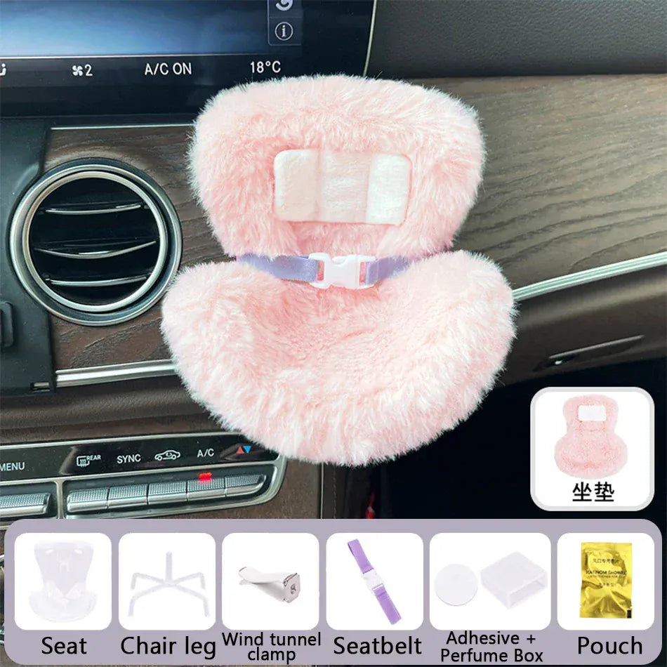 15-17cm Car Doll Seat For Labubu Doll Safety Seat Cute Doll Air Outlet Aromatherapy Decoration Car Interior Labubu Accessories ﻿