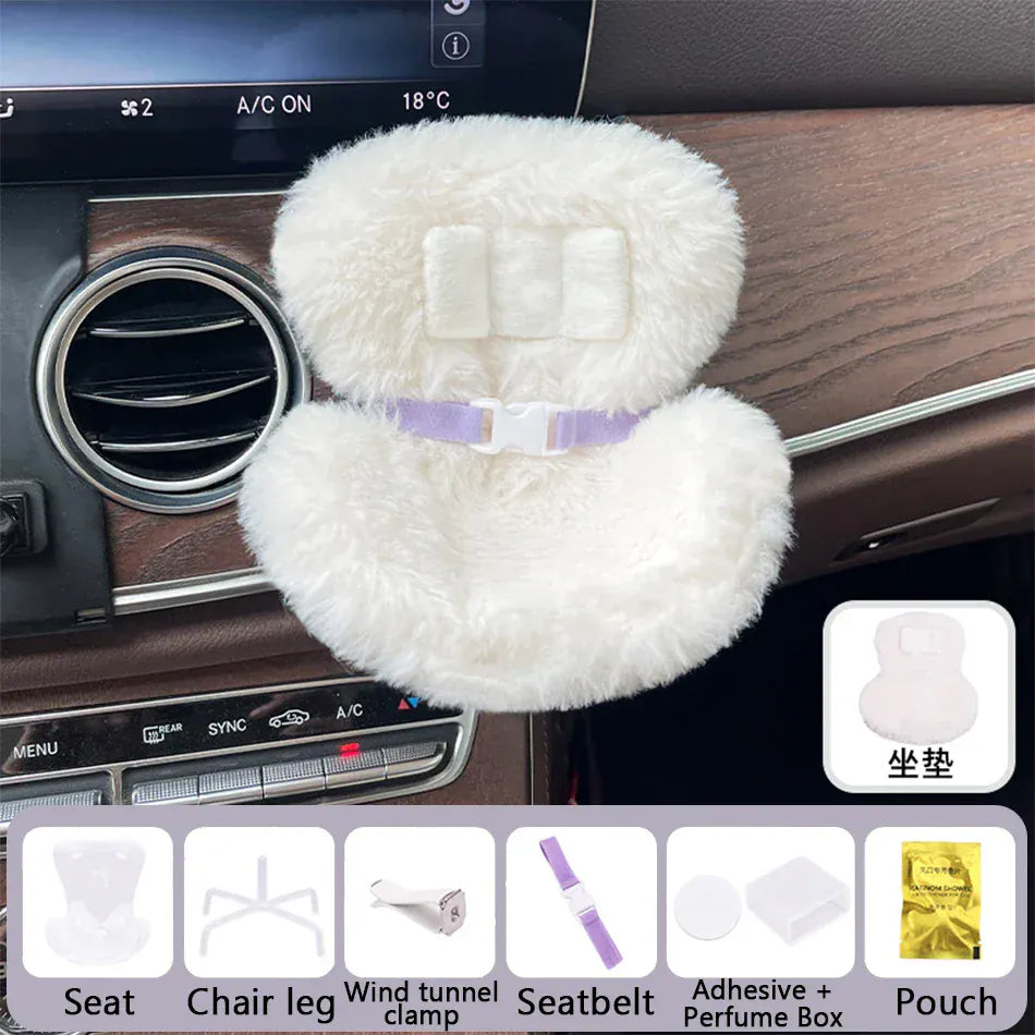 15-17cm Car Doll Seat For Labubu Doll Safety Seat Cute Doll Air Outlet Aromatherapy Decoration Car Interior Labubu Accessories ﻿
