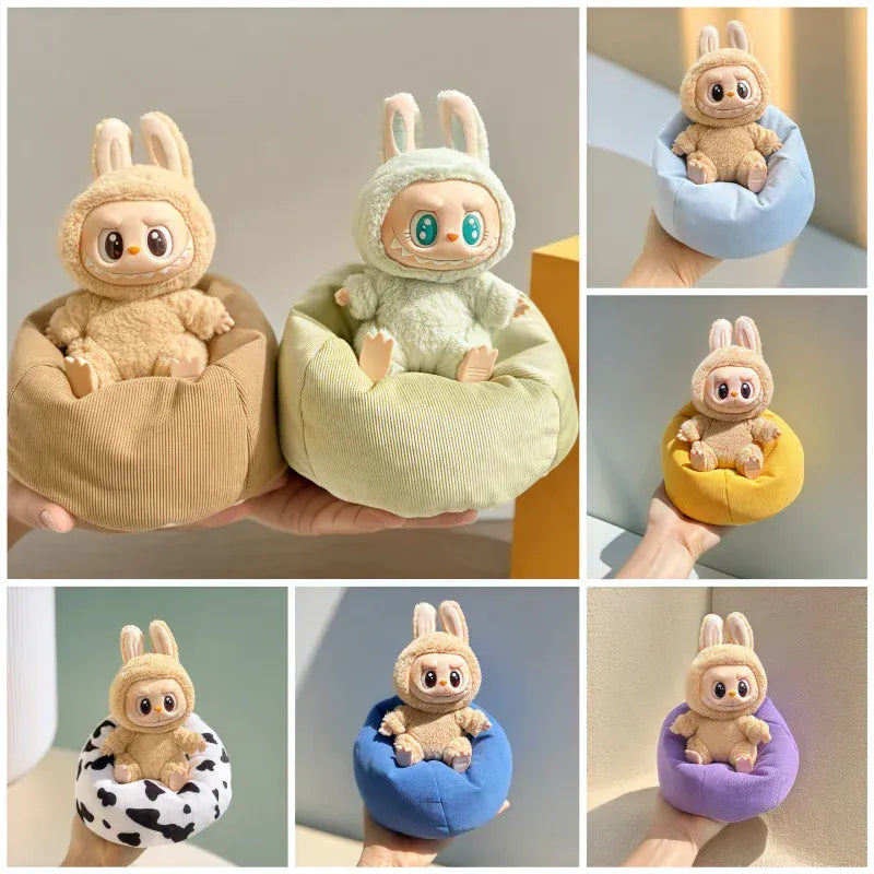 Labubu Doll Sofa for V1 V2 V3 17cm Plush Doll Seat DIY Clothing Accessories Cute Mini Sofa Bed Children's Toy Birthday Gift
